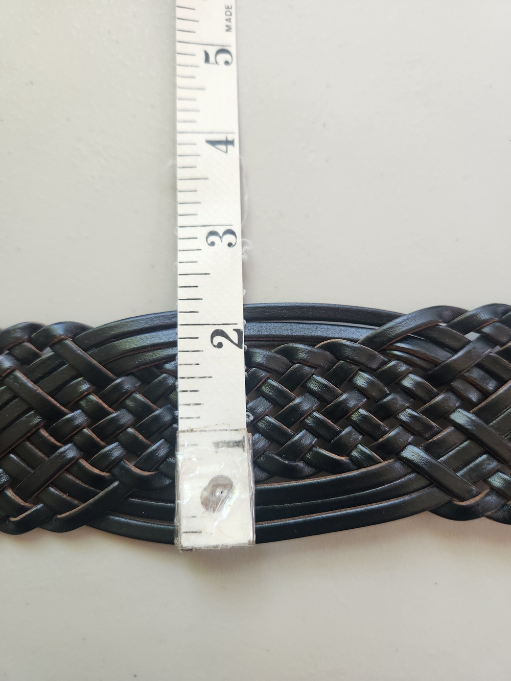 Woven Black Leather Belt with Silver Buckle - Picture 4 of 6